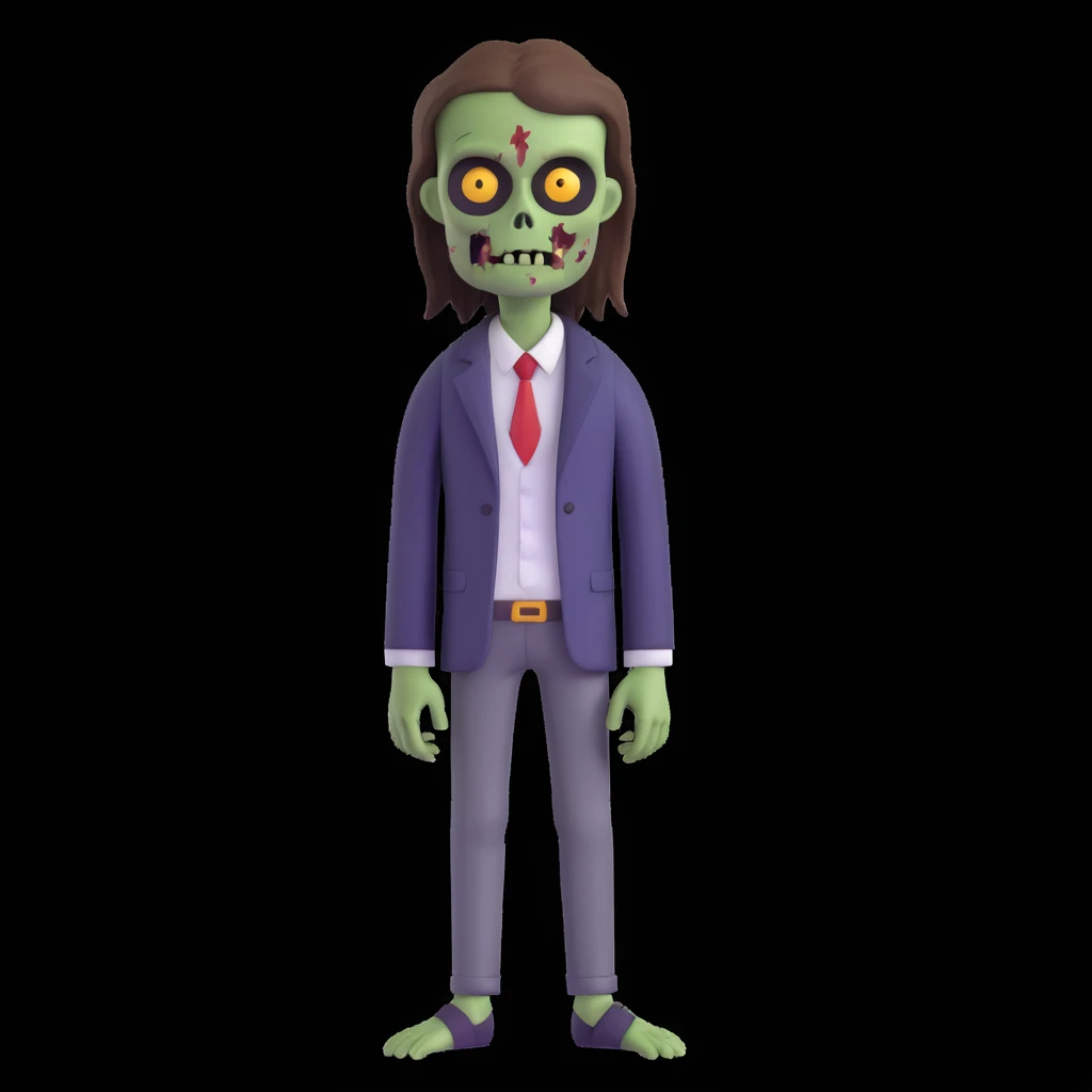 zombie boy with long brown hair emoji