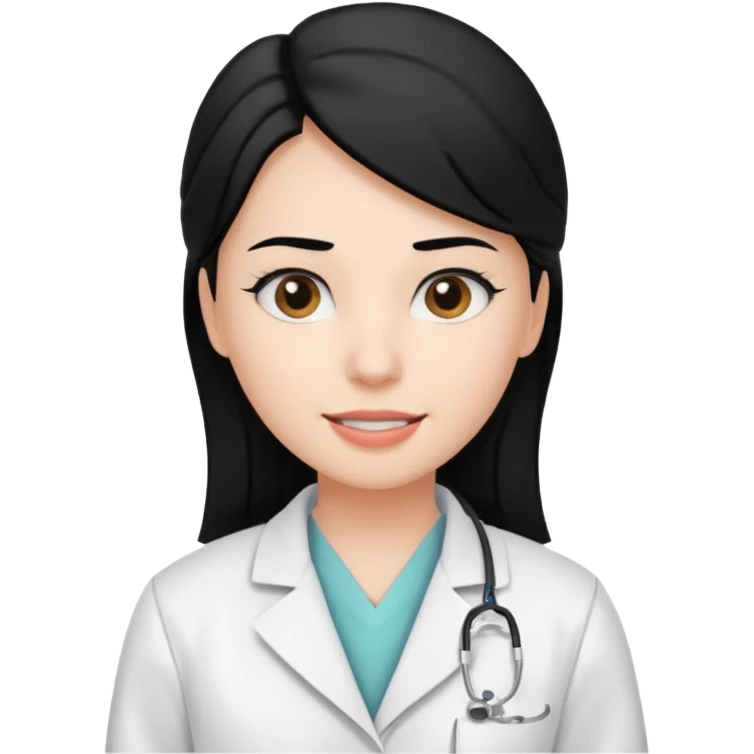 estudiante mujer de odontología con el cabello negro recogido emoji