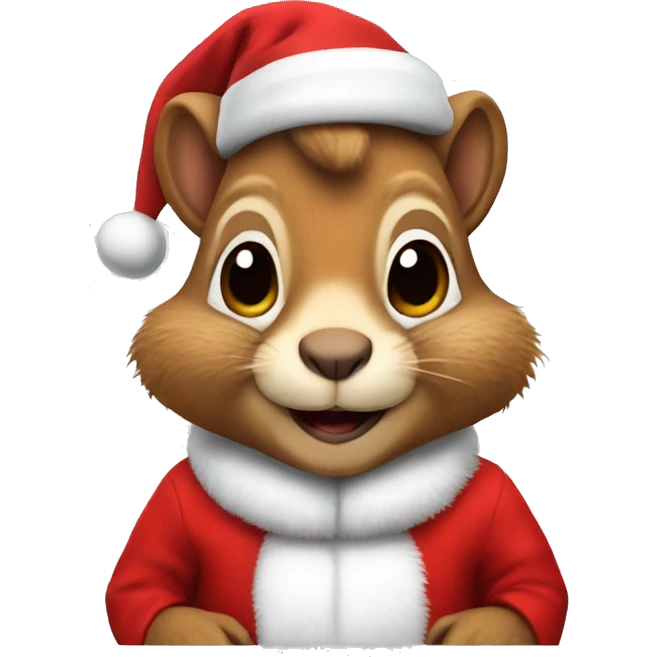 Squirrel in a Santa Claus suit emoji