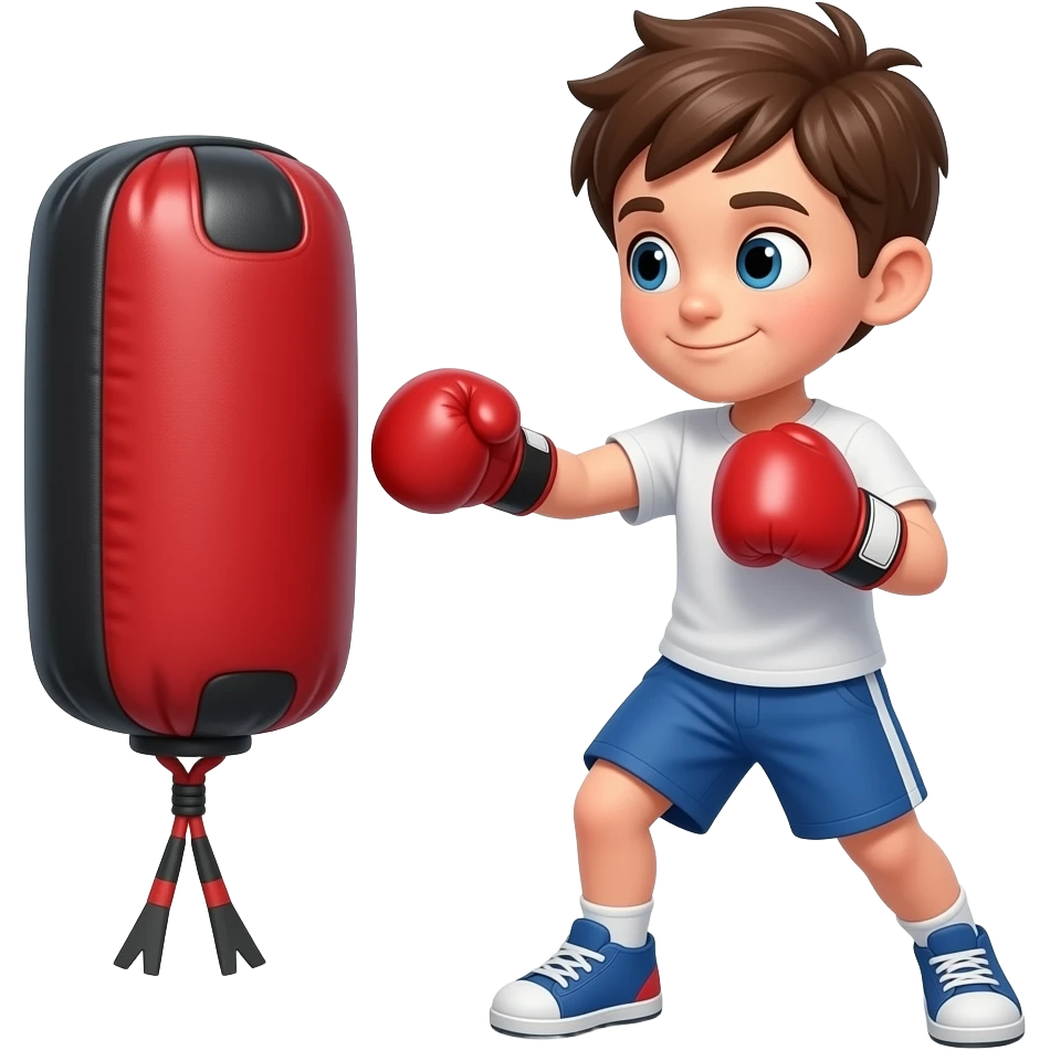 Niño 8 años entrenando boxeo emoji