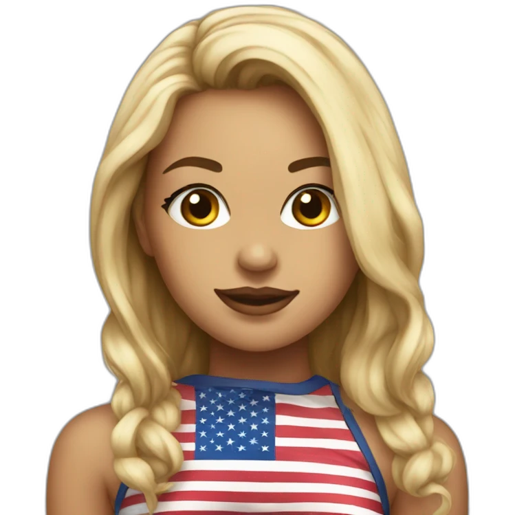 Sexy girl wearing only American flag emoji