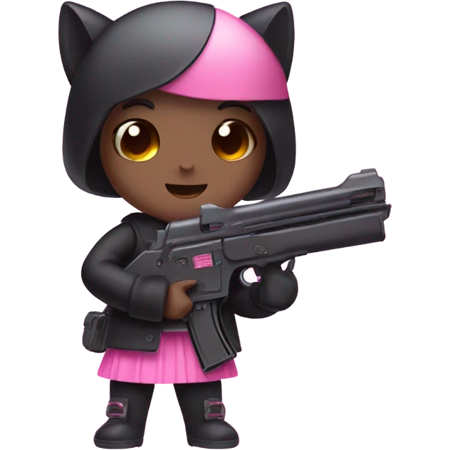 Pink kuromi holding 2 pink guns  emoji