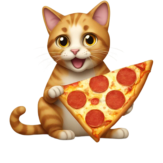 Cat eating pizza emoji