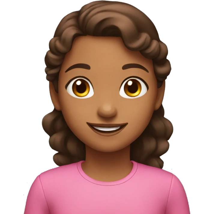 A young brown girl wearing pink with happy expressions emoji