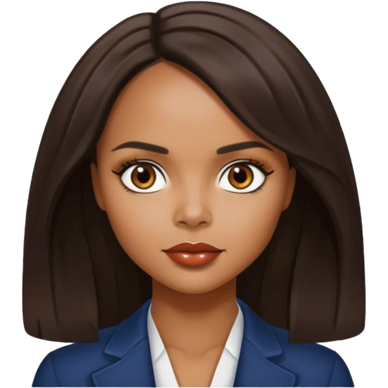 Sharon Leal with long dark brown hair emoji