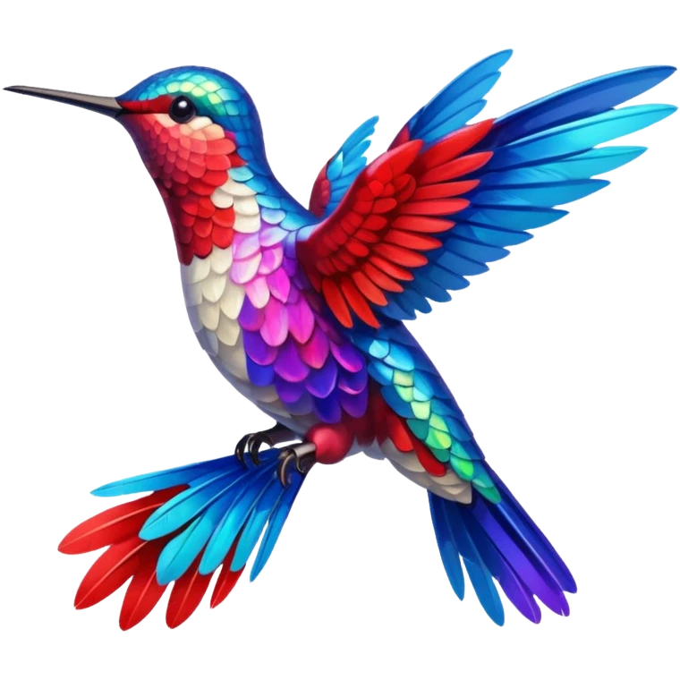 Color red and blue hummingbird emoji