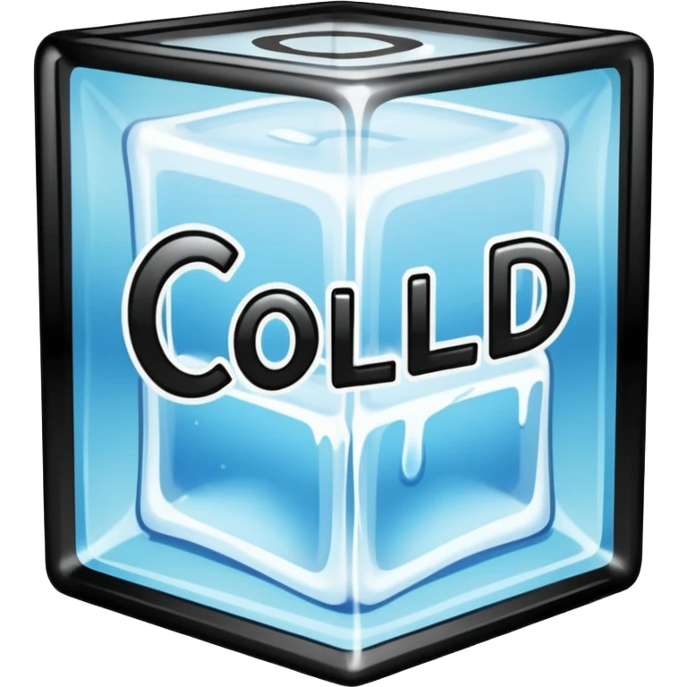 the word COLD  in graffiti in a ice cube emoji