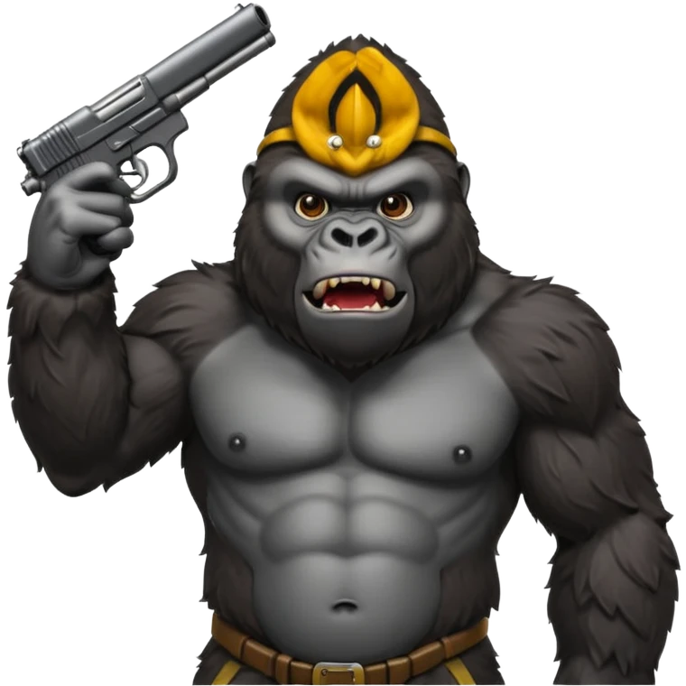 A mean gorilla holding a big gun in the air emoji