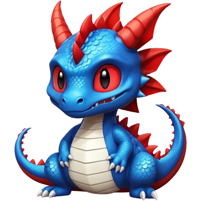 Cute cool furry black and white and red and blue Fakémon-Pokémon-dragon emoji