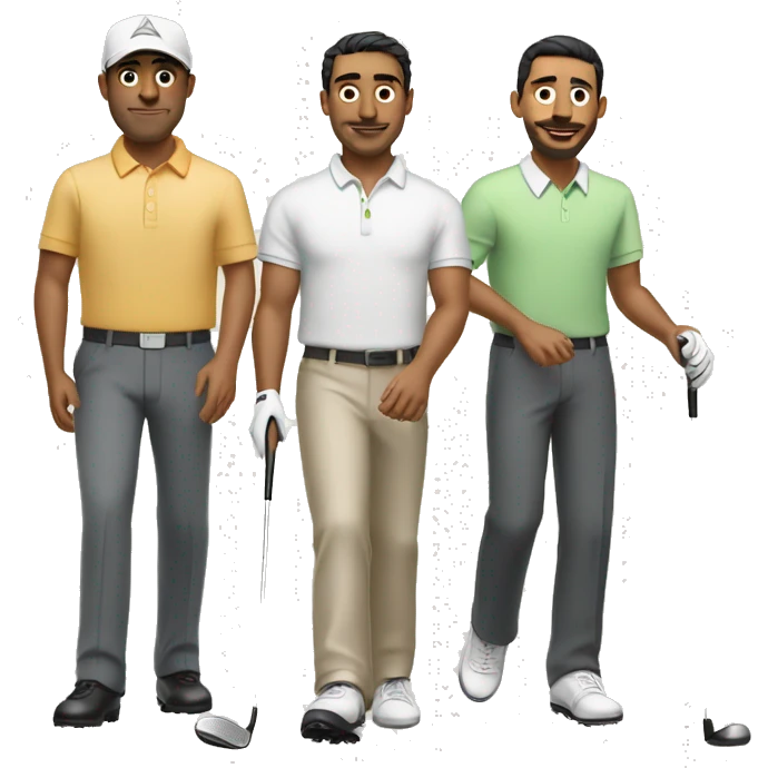 two short hispanic men golfing with one tall hispanic man emoji