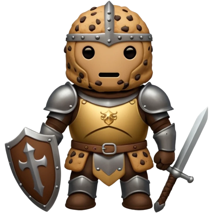 cookie that is a knight because it is a tough cookie but it doesnt have a face instead its just a chocolate chip cookie emoji