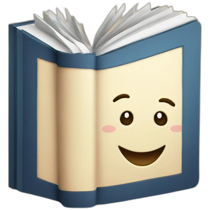 Book with happy face emoji