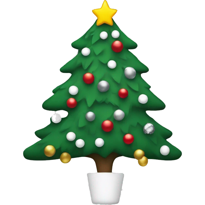 christmas tree with black and white ornaments emoji