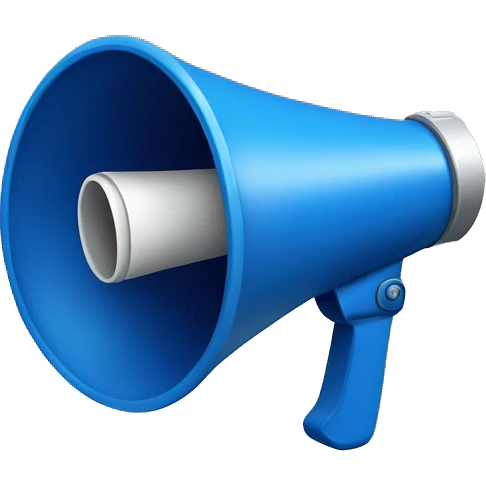 Flat blue megaphone emoji