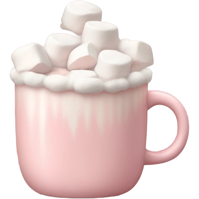 Light Pink mug of hot chocolate with marshmallows  emoji