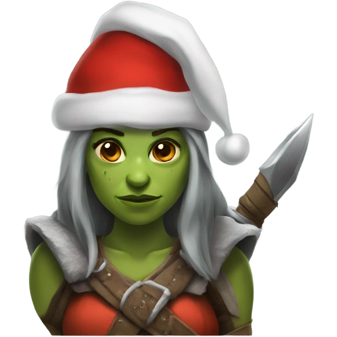orc female warrior with santa hat emoji