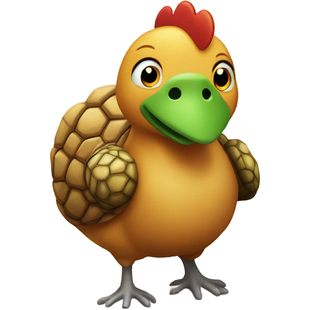 Chicken wearing a turtle emoji