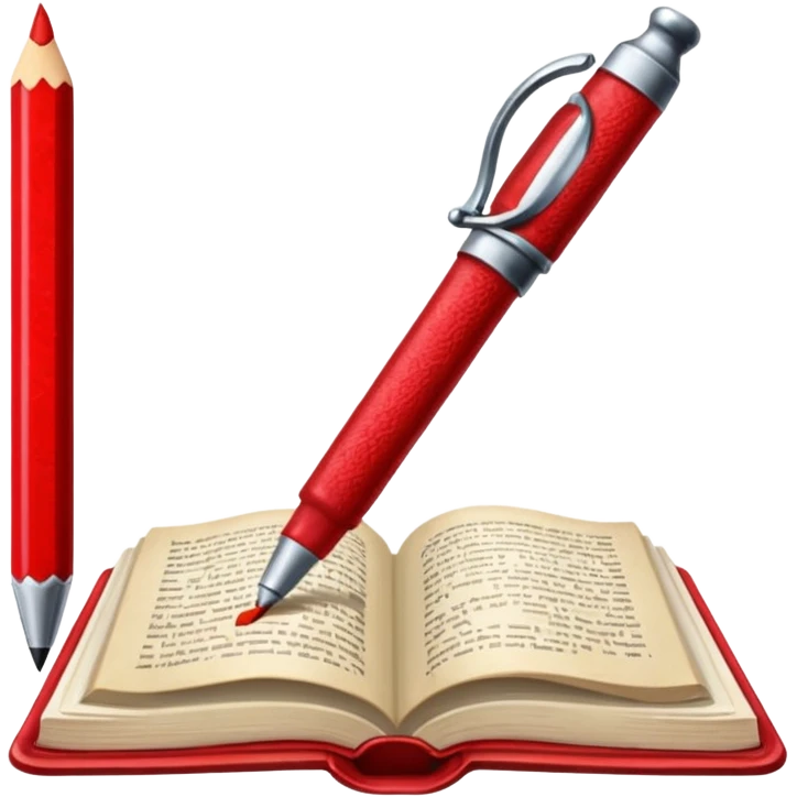 caneta vermelha, livro vermelho emoji