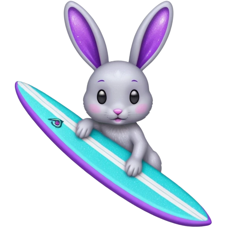 glitter gray bunny purple cian surf emoji