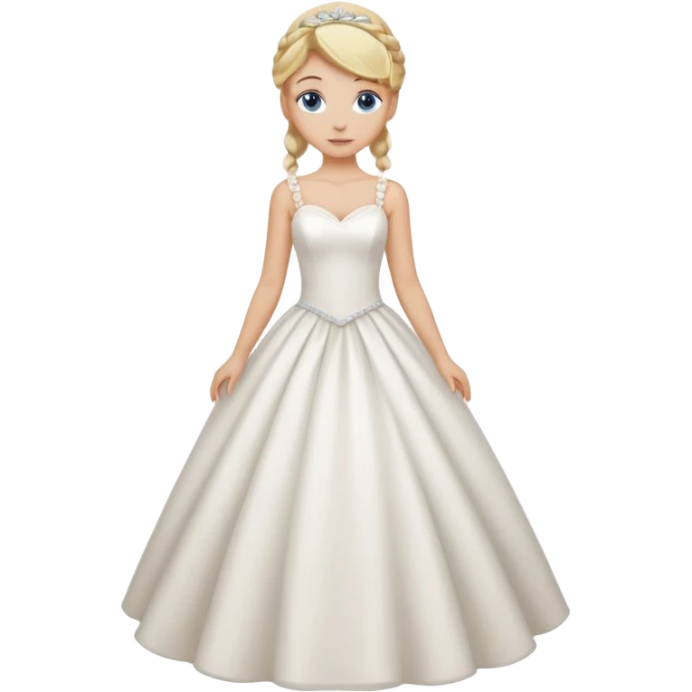 Chica blanca,ojos azules,pelo rubio y recogido, vestido noviacuerpo entero emoji