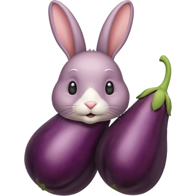 Un lapin avec une aubergine sur la tête emoji
