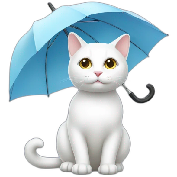 white cat with an umbrella emoji