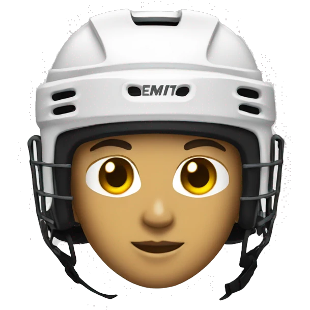 Hockey player with gold helmet and jersey emoji