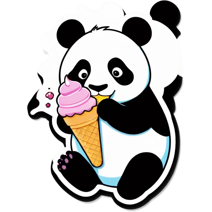 Panda eating ice cream emoji
