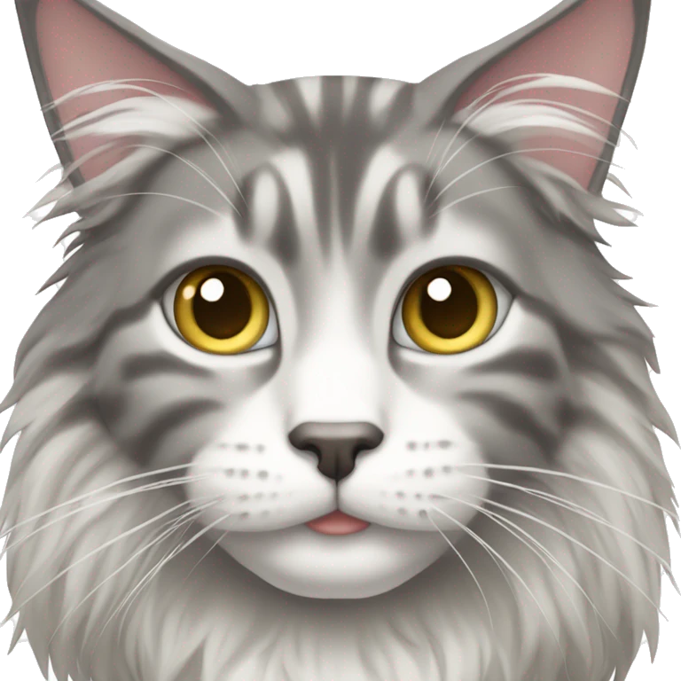 Gray and white Maine coon cat emoji  emoji