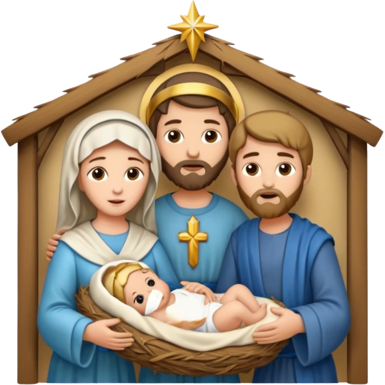Pesebre con la virgen María San José y el niño Jesús emoji