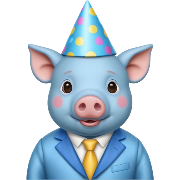 blue pig party hat wearing clothes  emoji