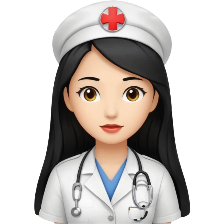 nurse assistence with long black hair emoji