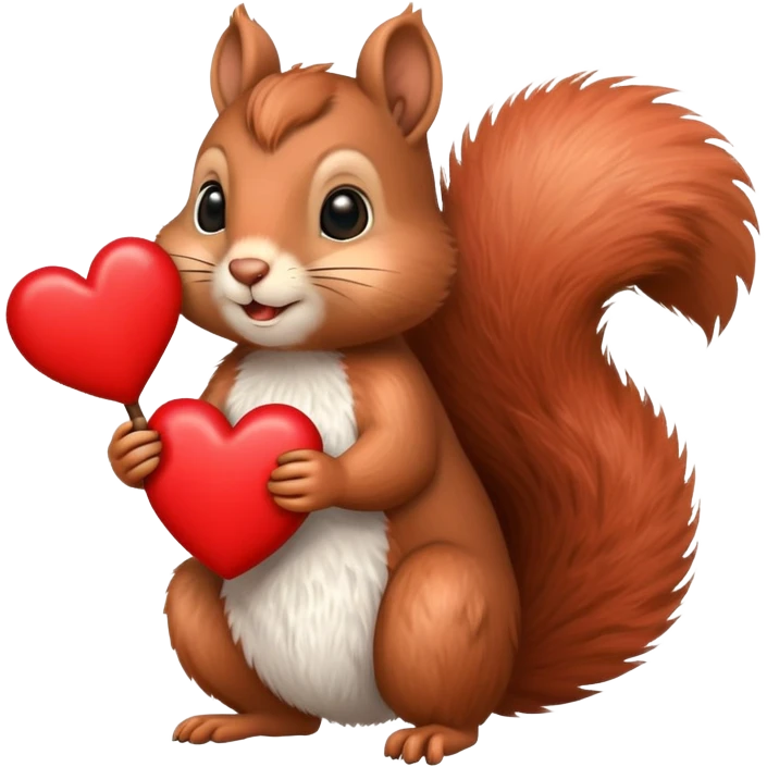 Squirrel holding a heart emoji