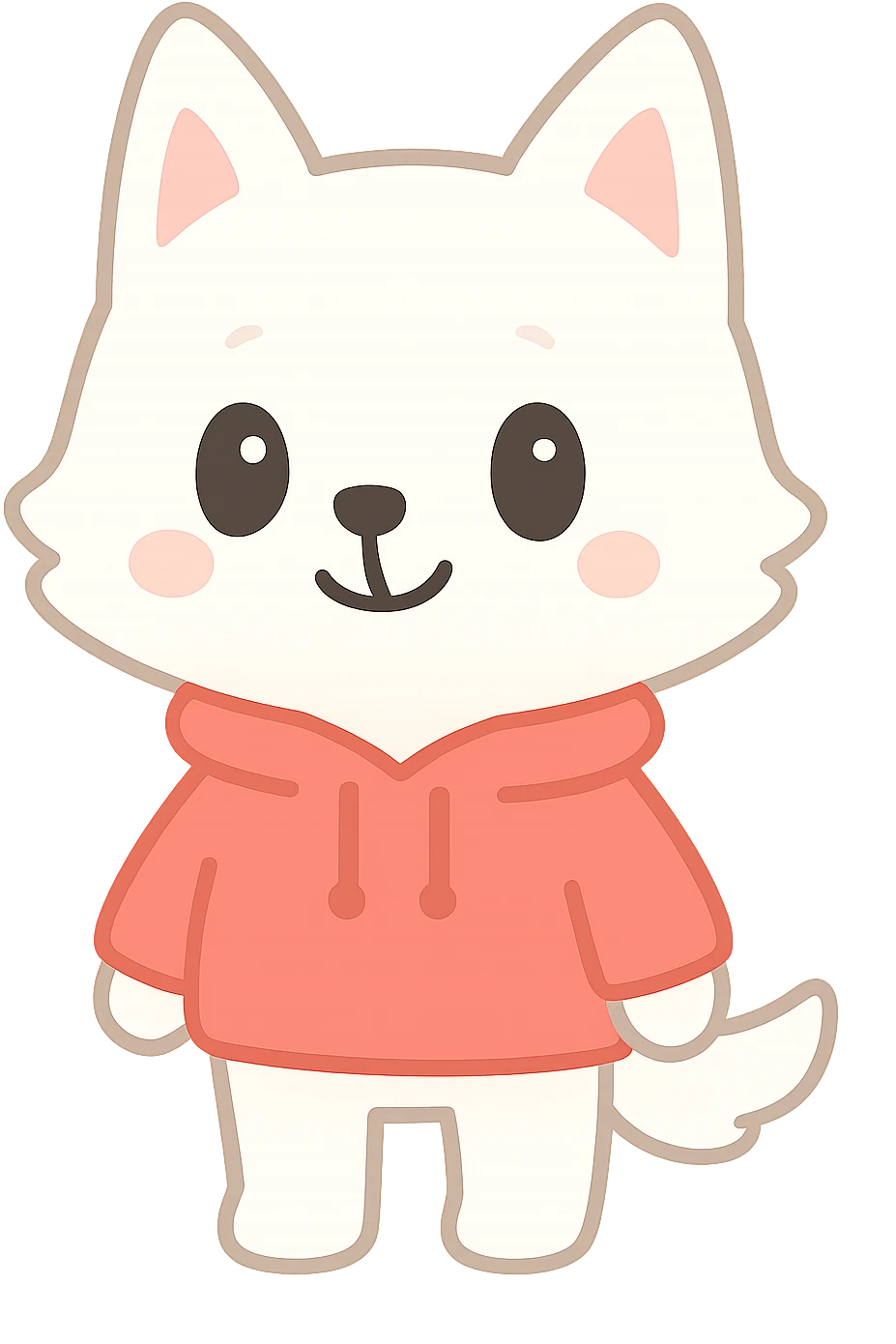 white wolf dressed in a red hoodie, cute style emoji