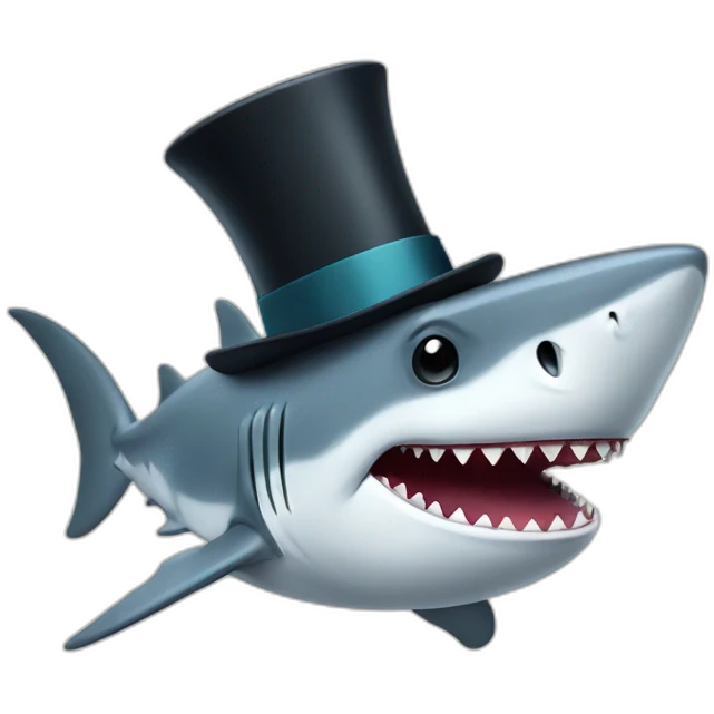 Shark with a top hat emoji