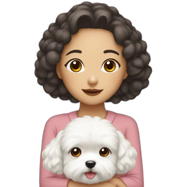 asian girl with white maltipoo emoji