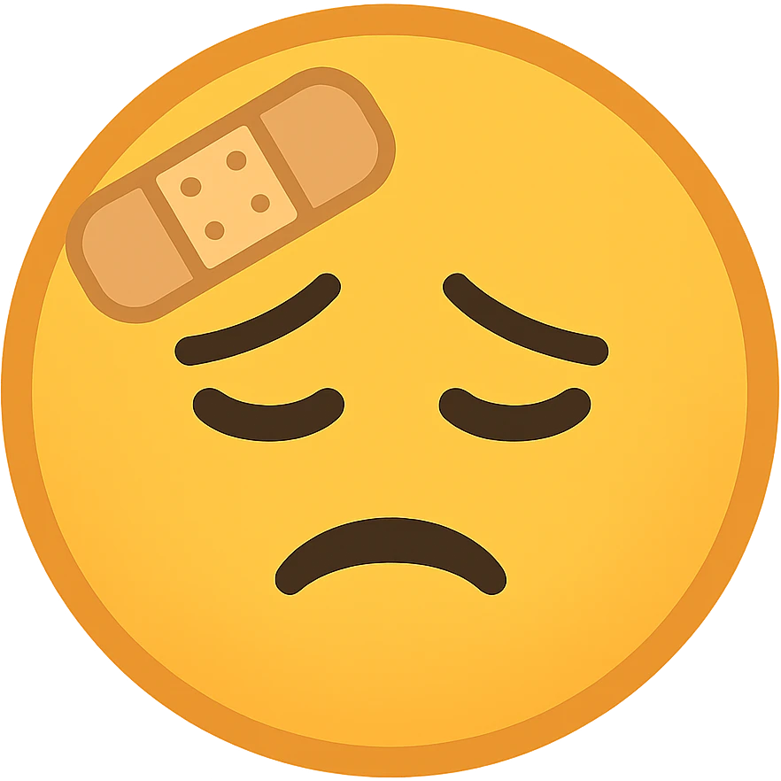 yellow face with bandage emoji, digital illustration emoji