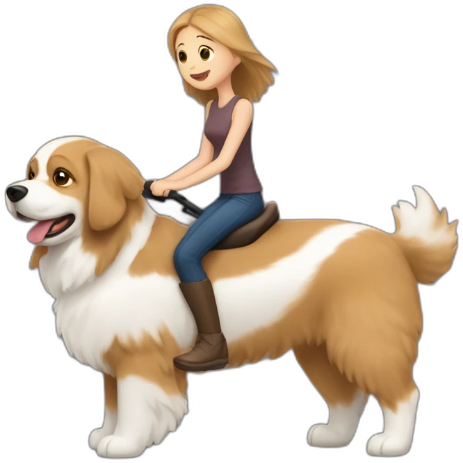 brown fluffy dog with a white stripe on its face dog riding a quad with a light-haired girl and a tall brown-haired man emoji