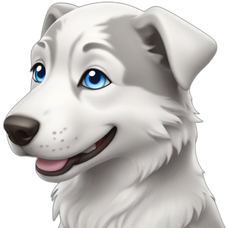 Happy Puppy Wolf dog white blue eyes emoji