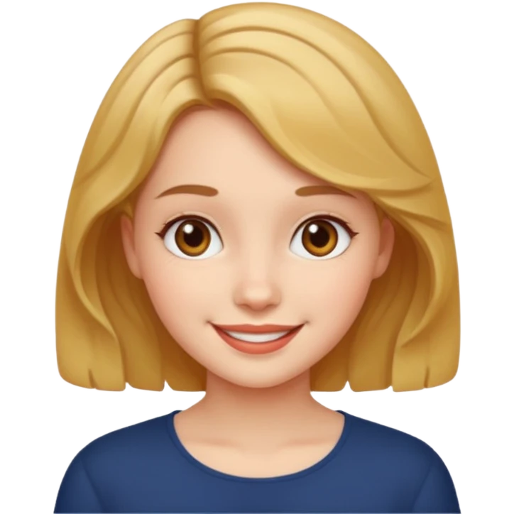 Создай девушку в стиле ios , светлой кожей , с короткими немного волнистыми волосами, сделай ее обязательно красивой emoji