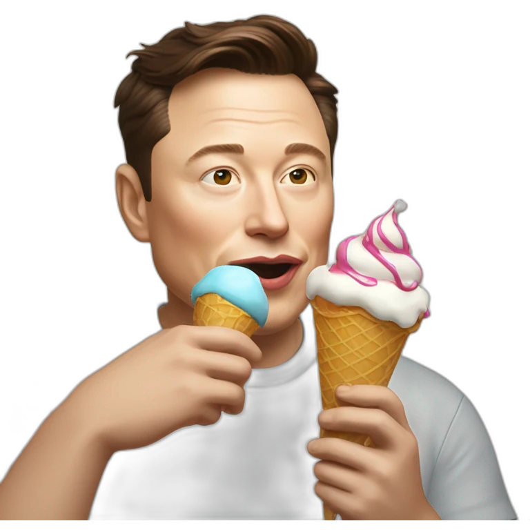 Cartooney Elon Musk eating an ice cream, iOS emoji emoji