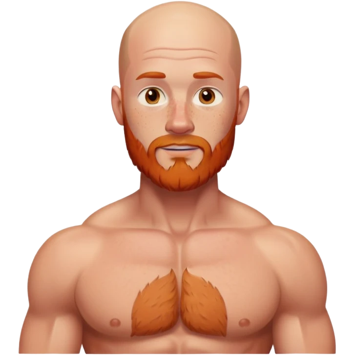  white man with  no hair freckles and red beard with dad body and no shirt  emoji