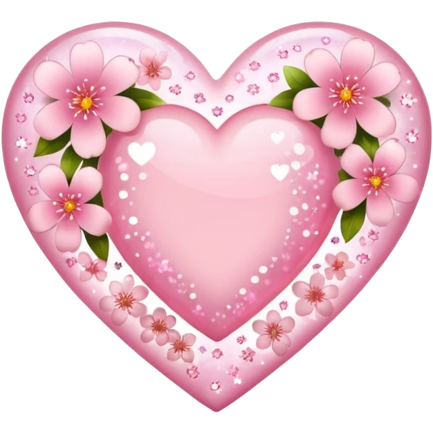 heart with sakura flowers and sparkles emoji