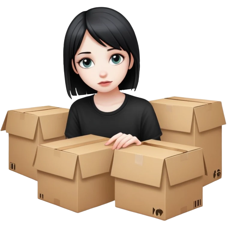 emo girl packing boxes emoji
