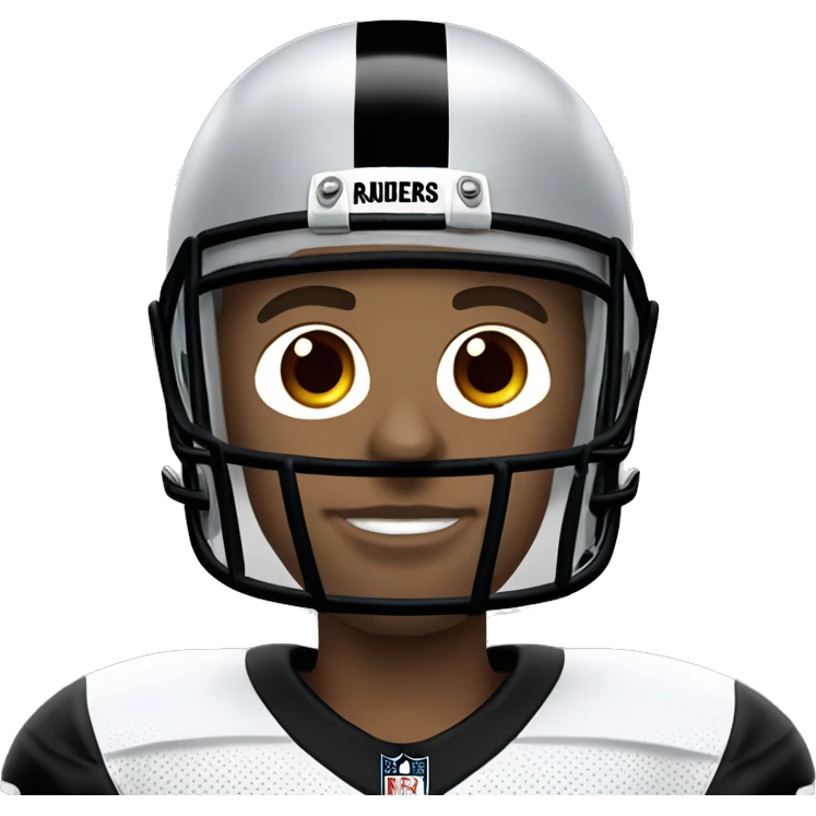 big white man wearing oakland raiders nfl football helmet and jersey emoji