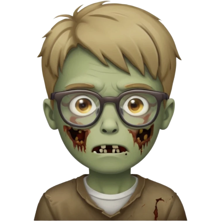 boy zombie with dark blonde hair and glasses emoji