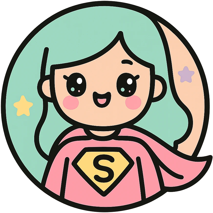 little alchemy style icon
subject: super human
border: medium-black
shape: round, circular
background: white
style: full color fill with medium black outlining emoji