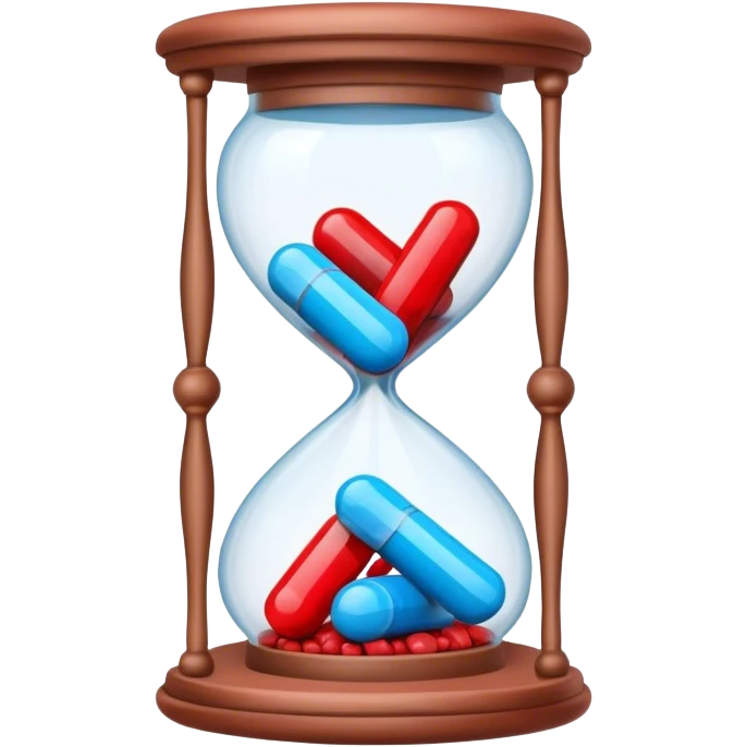 Sandglass with blue pills and red pills emoji