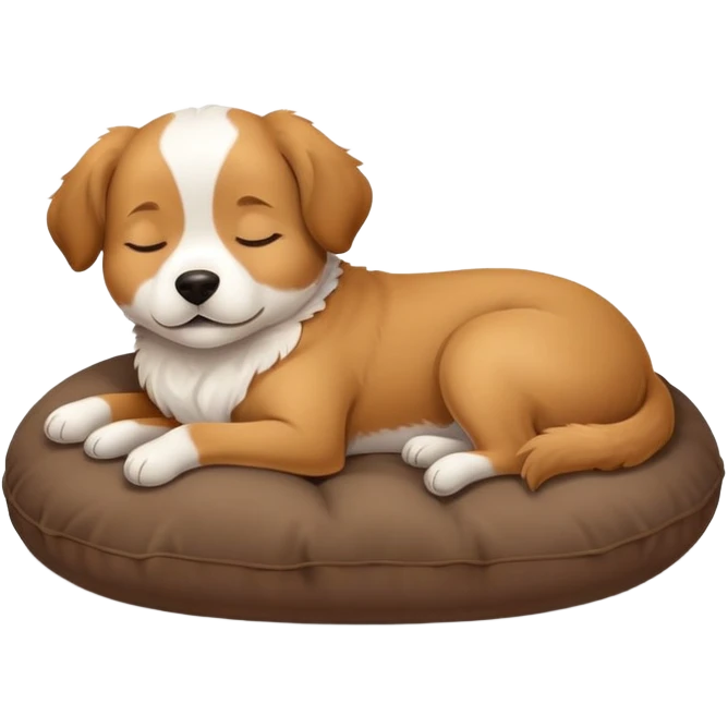 dog sleeping on brown pillow emoji