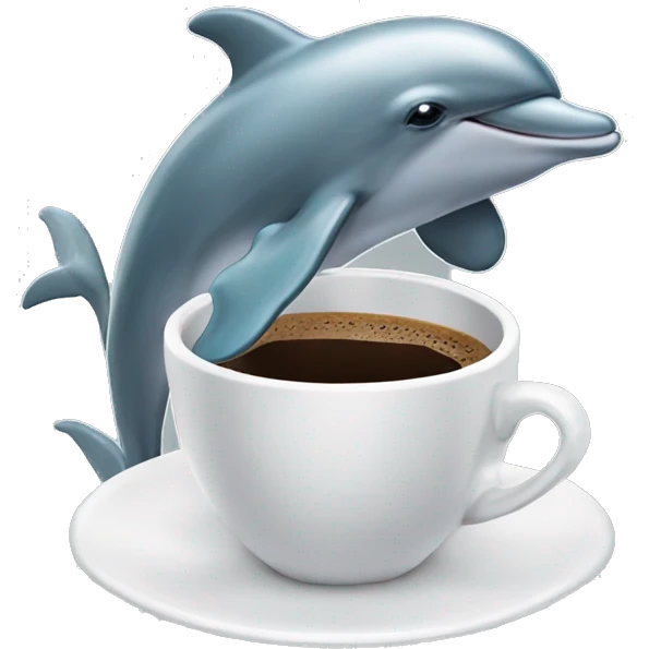 Dolphin with coffee emoji